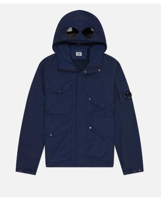 C P Company Blue Flatt Nylon Goggle Jacket