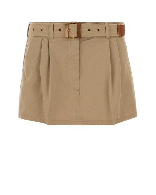 Miu Miu Natural Beige Gabardine Mini Skirt