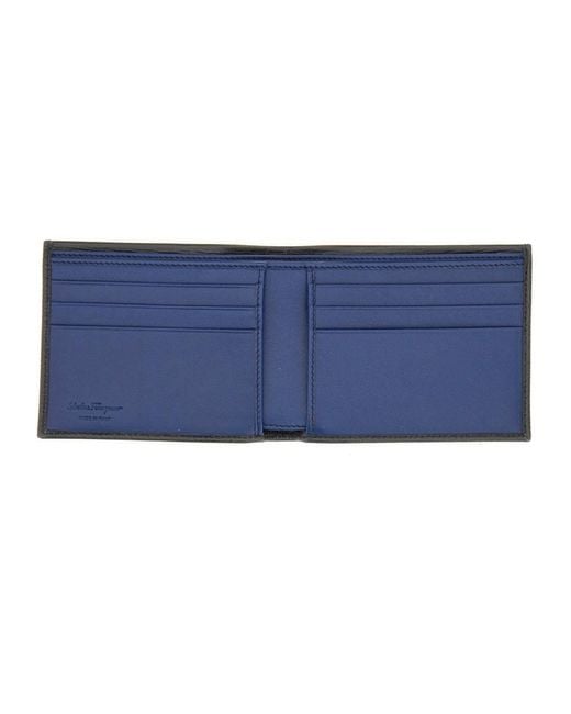 Ferragamo Black Calfskin Hooks Wallet For for men