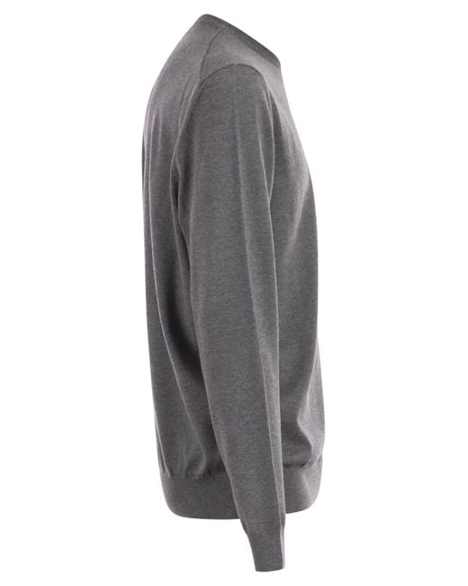 Boss Gray Regular Fit Virgin Wool Jumper With Embroidered Logo for men