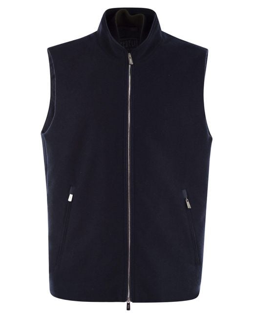 Fedeli Pure Cashmere Weste Coat in Blue für Herren