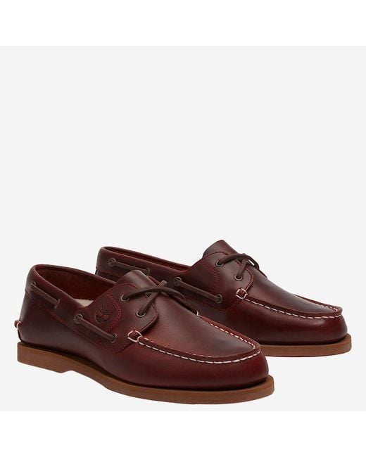 Timberland Red Loafers Classic Boat Leather