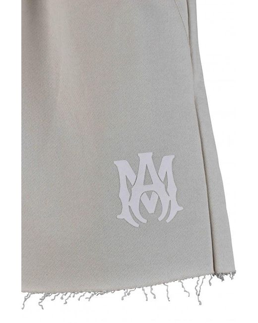 Amiri Gray Frayed Hem Off- Cotton Shorts for men