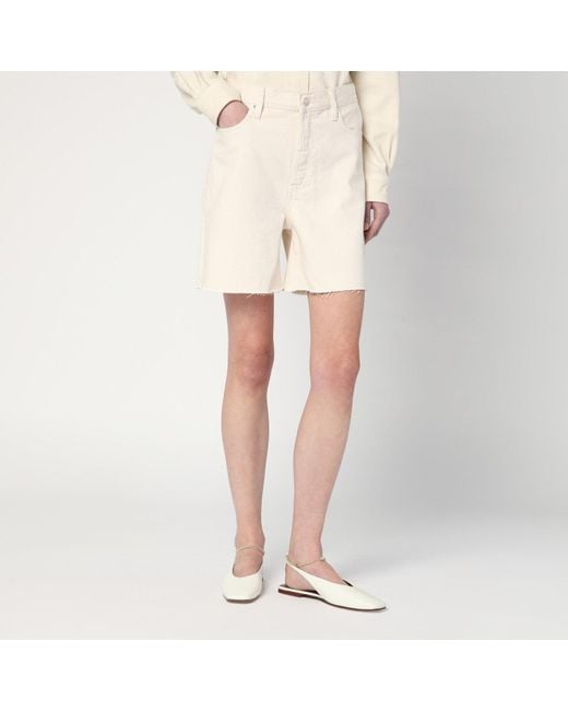 FRAME Natural Butter-Coloured Denim Bermuda Shorts