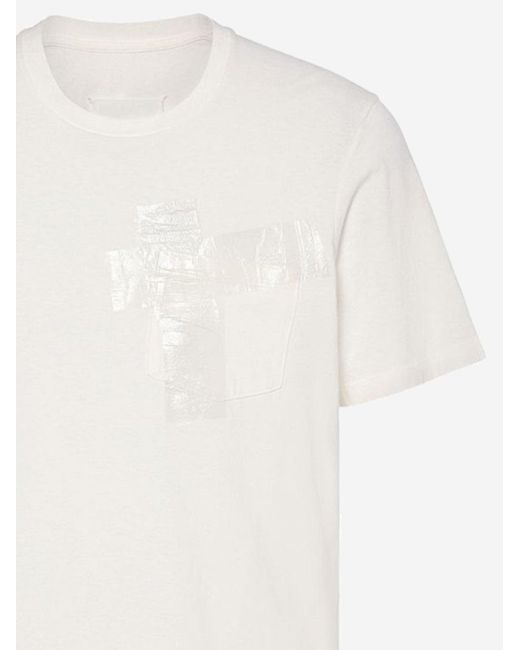 Maison Margiela White T-Shirt With Adhesive Tape Detail Cotton for men