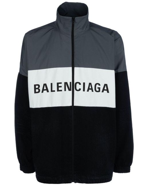 Balenciaga Logo Colorblock Blouson Jacket in het Blue voor heren