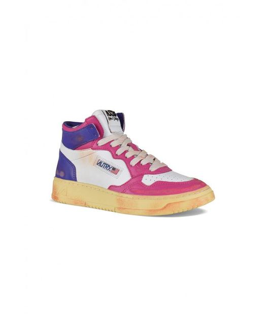 Autry Pink Mid Super Vintage Sneakers