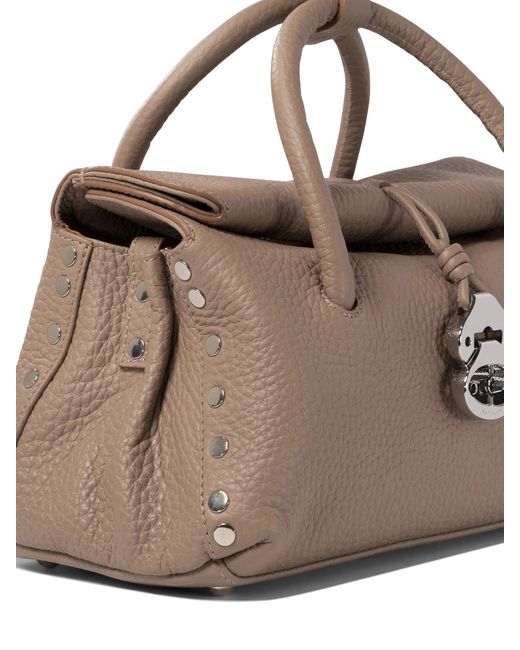 Zanellato Metallic Structured Leather Satchel Handbag