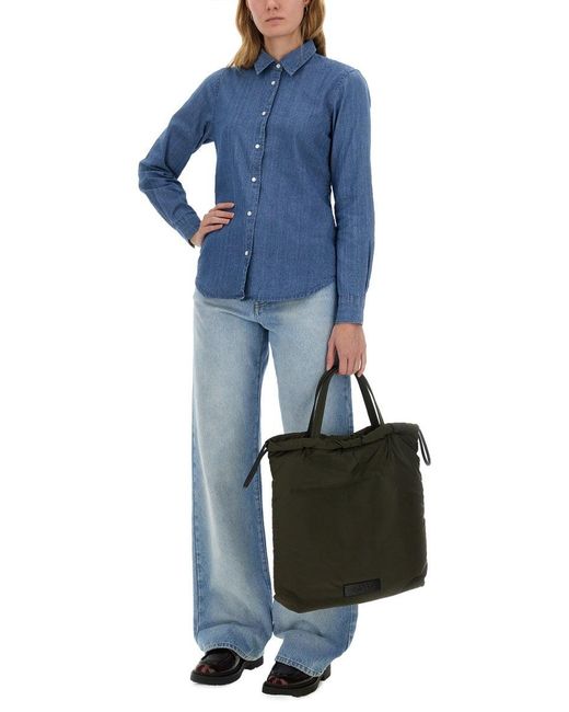 Aspesi Blue Regular Fit Denim Shirt With Classic Collar