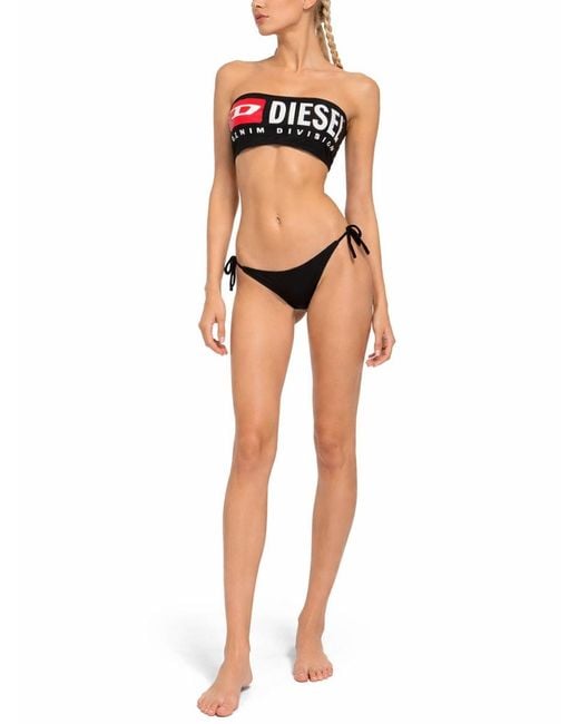 DIESEL Black Solid Bikini Bottom Swimwear