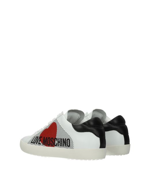 Love Moschino White Sneakers Donna Pelle Bianco