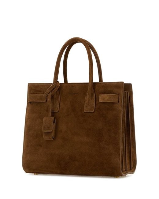 Saint Laurent Brown Suede Sac De Jour Handbag