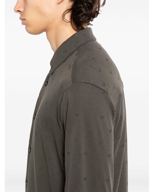 Emporio Armani Gray Logo Cotton Shirt for men