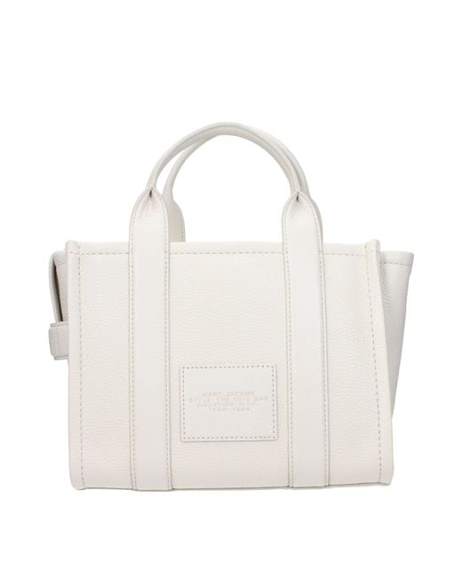 Marc Jacobs White Borse A Mano The Tote Donna Pelle Bianco/Cotone