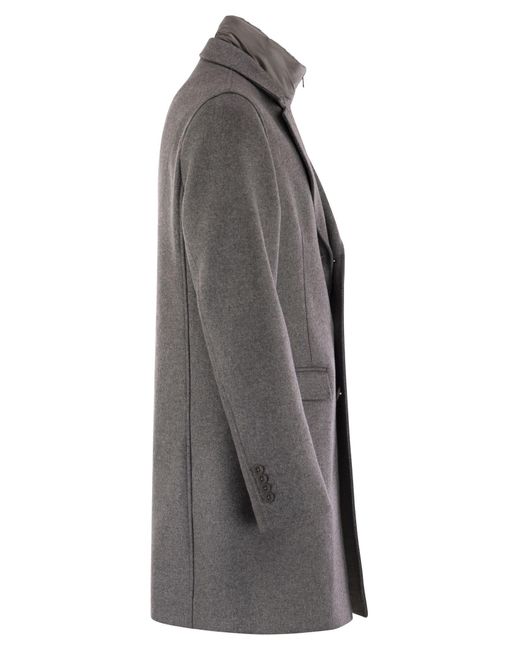 Herno Gray Wool Coat With Bib for men