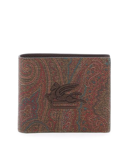 Etro Brown Paisley BIFold Wallet mit Pegaso -Logo
