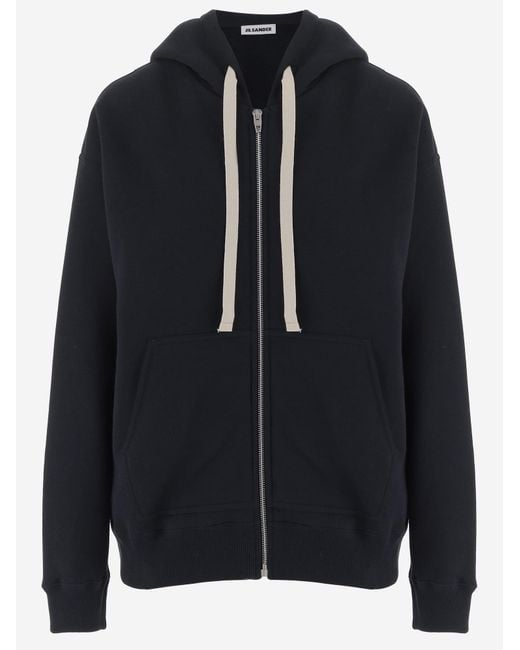 Jil Sander Black Hoodie With Logo