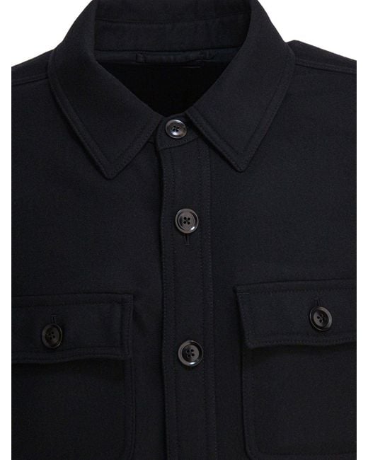 Tom Ford Black Wool And Silk Overshirt Jacket Jackets And Coats for men