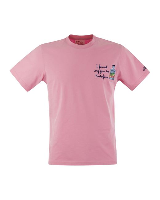 Mc2 Saint Barth T -shirt Met Borstafdruk in het Pink