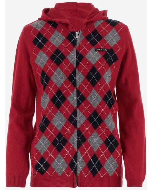 HODAKOVA Red Cotton Sweatshirt mit geometrischem Muster
