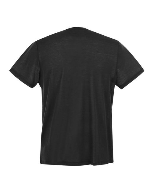 Majestic Crew Neck T -Shirt in Seide und Baumwolle in Black für Herren