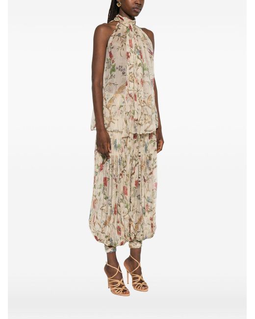 Into The East White Printed Silk Top