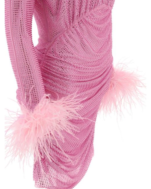 Vestido de plumas de diamantes de imitación de autorretrato Self-Portrait de color Pink