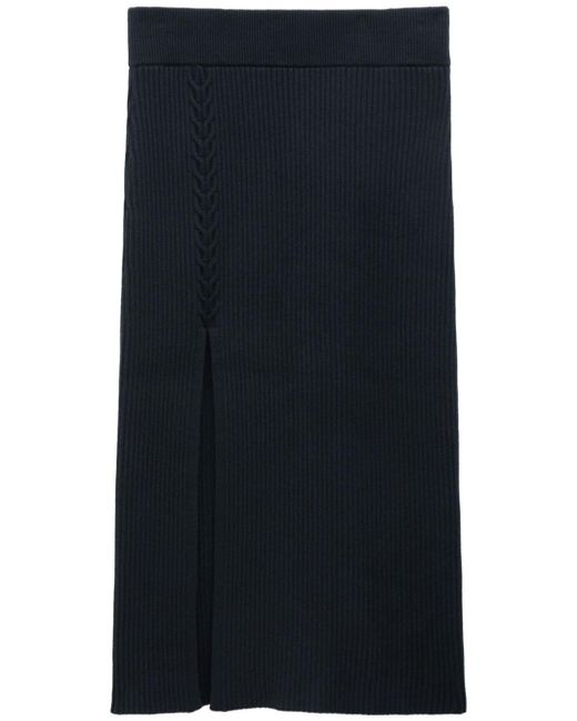 Filippa K Blue Cable Knit Asymmetrical Skirt