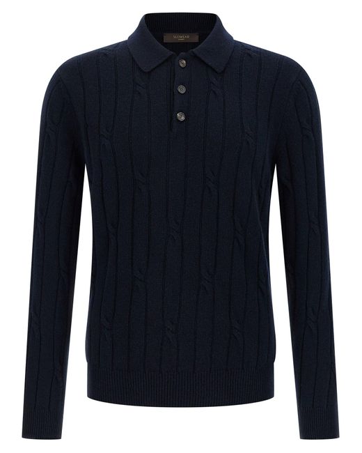 Zanone Blue Cashmere Polo Shirt for men