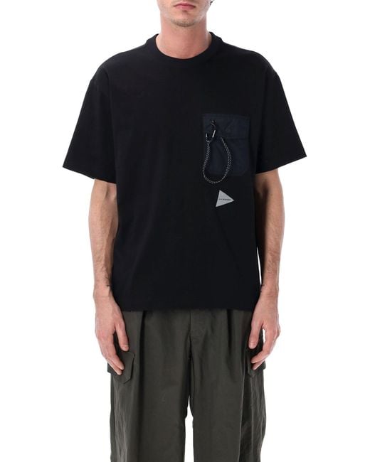 And Wander Black Pocket T-Shirt for men