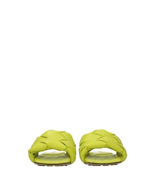 Bottega Veneta Yellow Kiwi Leather Slides And Clogs