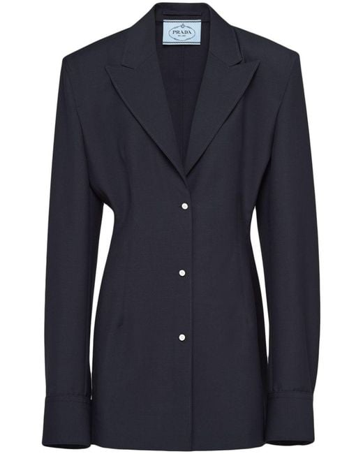 Prada Blue Single-Breasted Mohair Shirt Jacket