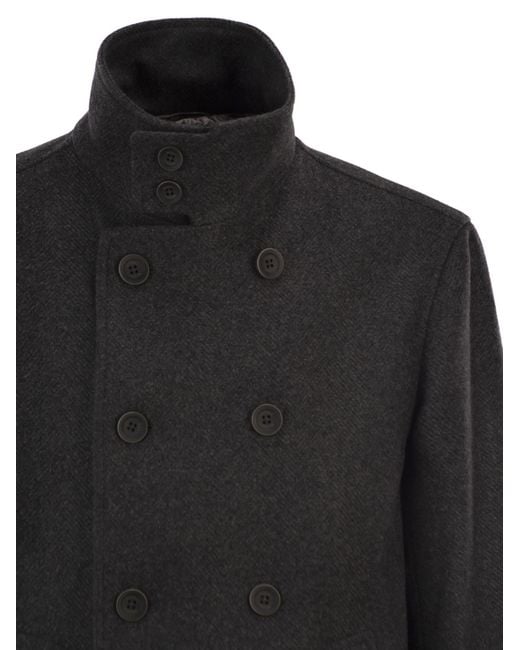 Herno Black Double-Breasted Coat for men