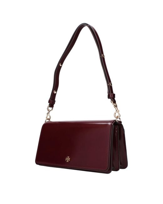 Tory Burch Purple Red Leather Shoulder Bag