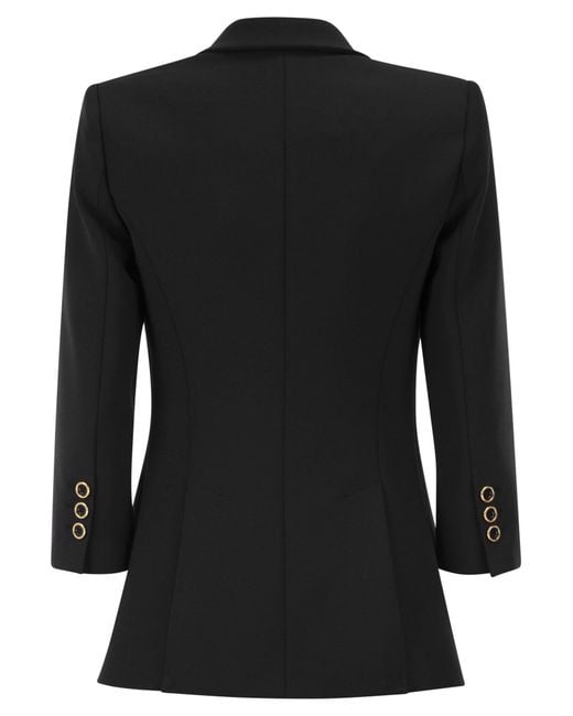 Elisabetta Franchi Black Double Stretch Crepe Jacket With Logo Details