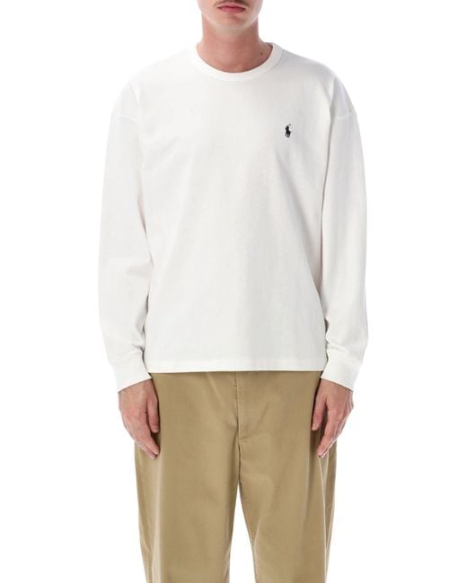 Polo Ralph Lauren White Relaxed Fit Long-Sleeve T-Shirt