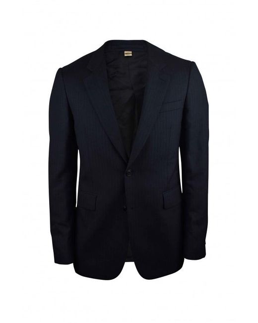 Burberry Blue Pinstripe Wool Suit Jacket for men