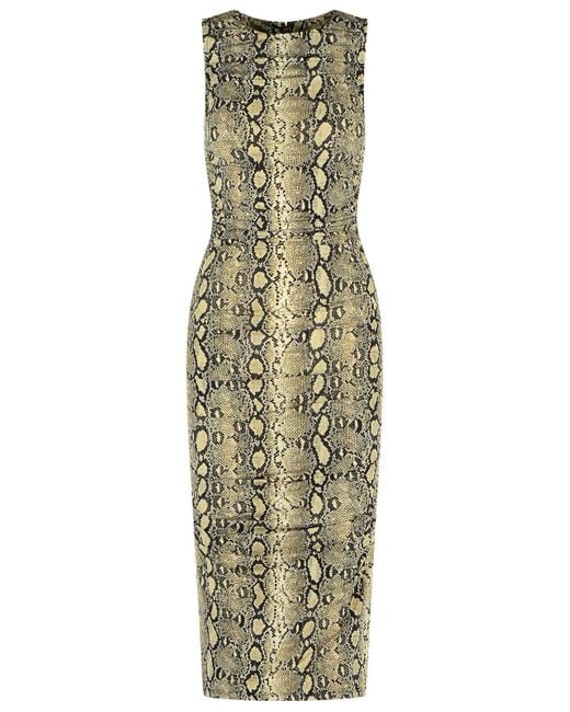 Snake Print Viscose Blend Vestido MICHAEL Michael Kors de color Metallic