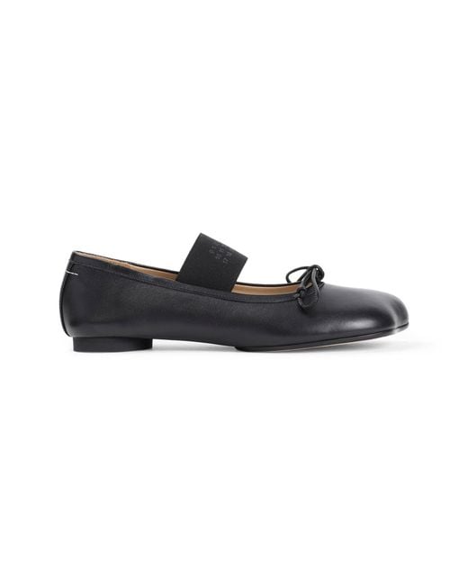 MM6 by Maison Margiela Black Ovine Leather Ballet Shoe