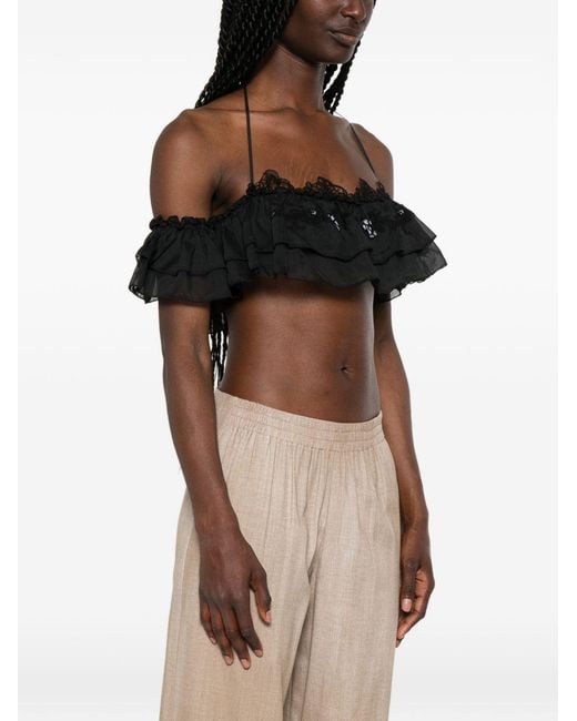 Ermanno Scervino Black Embroidered Top