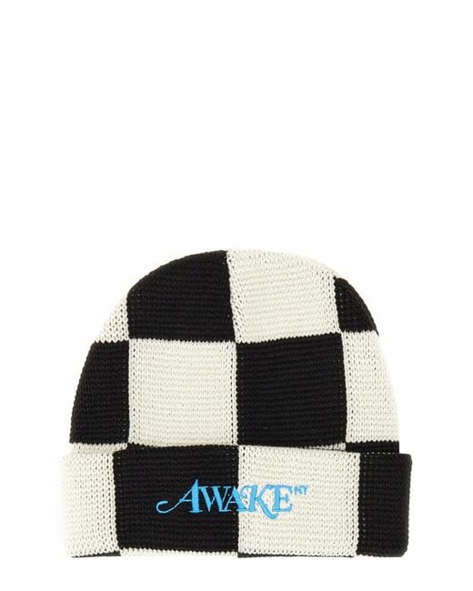 AWAKE NY Black Beanie Hat With Logo for men