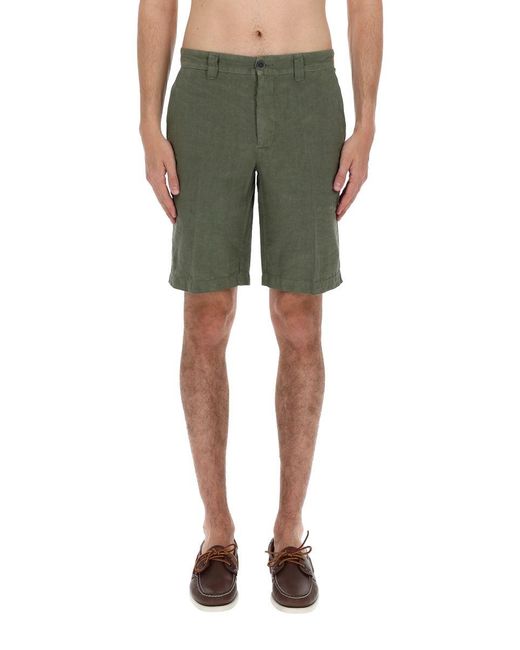 120% Lino Green Linen Mini Shorts For for men
