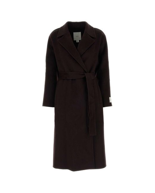 Calvin Klein Black Dark Brown Wool Blend Coat