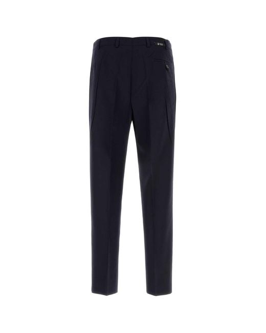 Prada Blue Flat Front Pants for men