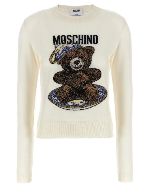 Moschino White Round-Neck Knitwear