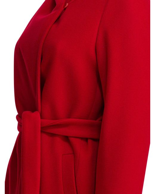 Herno Red Virgin Wool Long Coat Jackets And Coats