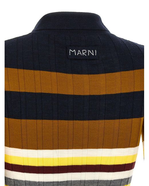 Marni Yellow Ribbed Wool Polo Shirt