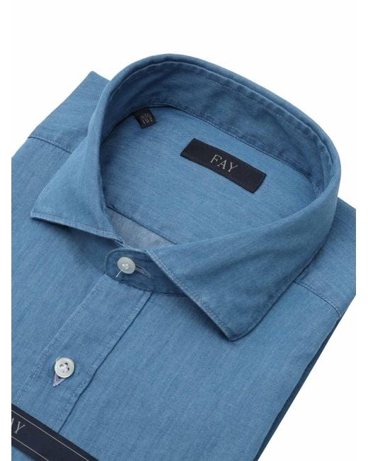 Fay Blue French Neck Washed