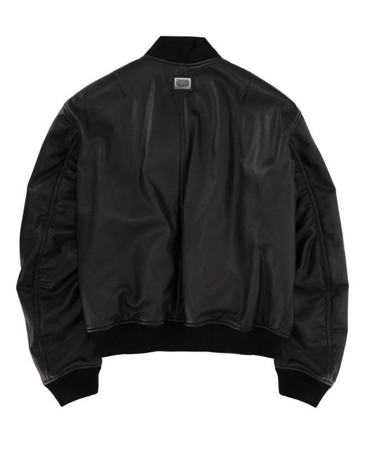 Dolce & Gabbana Black Solid Mock Collar Jacket for men