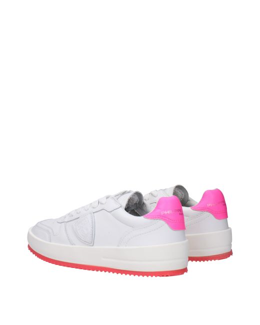 Philippe Model White Sneakers Nice Leather/ Neon